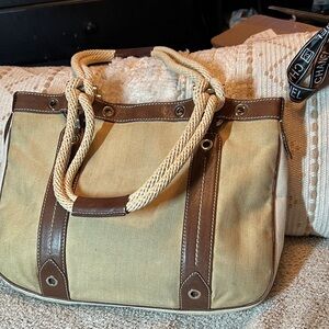 Bally Canvas & Leather Tote Bag with Rope Handles